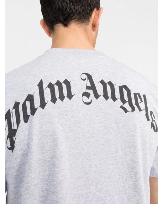 Palm Angels Gray Logo-print Cotton-jersey T-shirt for men