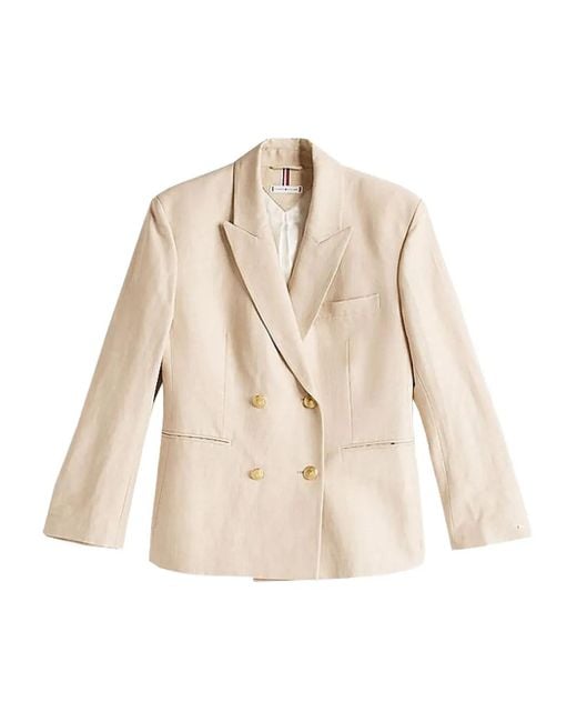 Tommy Hilfiger Natural Double-Breasted Blazer