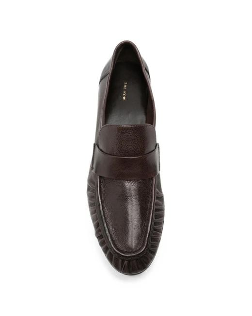 The Row Gray Leather Loafers