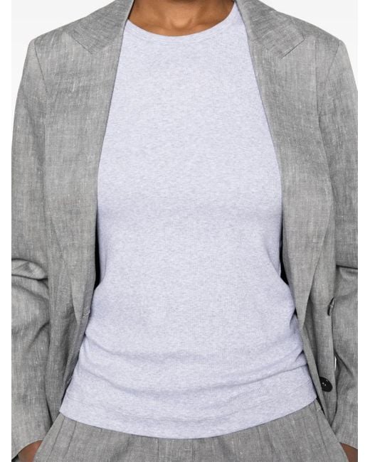 Peserico White Beaded Trim-Detail Top