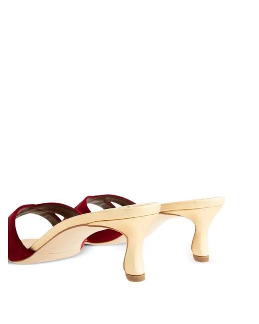Manolo Blahnik Red Callydramu Crossover Sandals