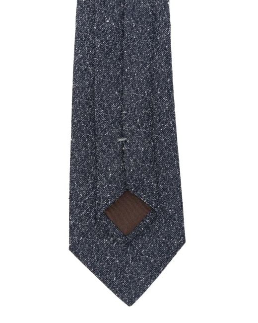 Canali Blue Speckled Silk-Wool Tie for men
