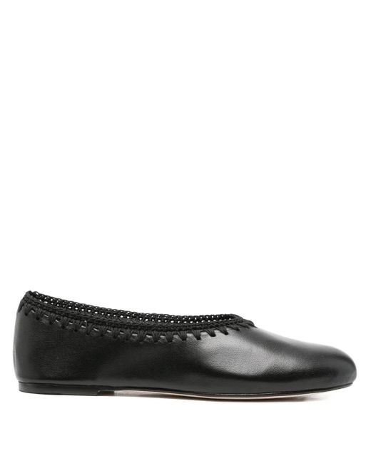About Arianne Black Dara Crochet-Detail Ballet Flats