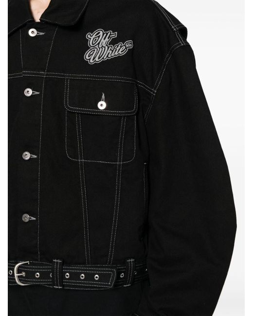 Black jean jacket with white stitching deals