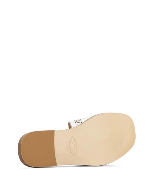 Tod's White Laser-Cut Leather Sandals