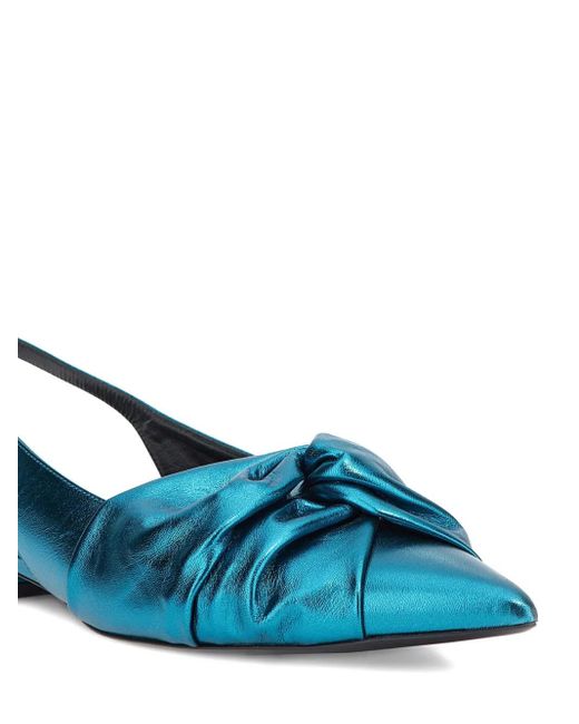 Roberto Cavalli Blue Knot-Detail Pointed-Tooe Flat Pumps
