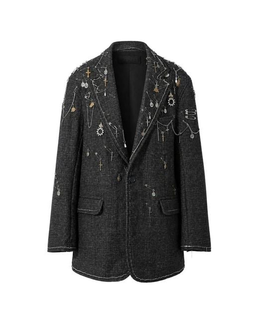 R13 Black Blazer Frangé À Détail D'Épingle for men