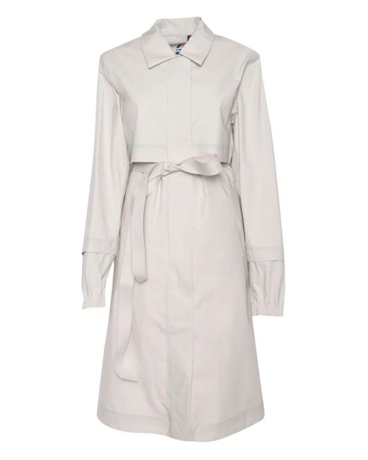 K-Way Gray Jesy Cotton-Poplin Belted Trench Coat