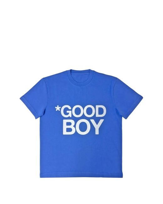 Geordie Campbell Blue Slogan-Print T-Shirt