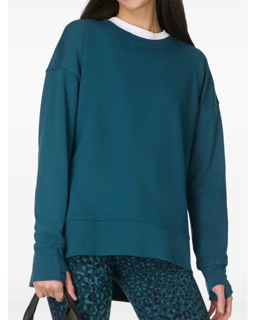 Sweaty Betty Blue Side-Slit Thumb-Slot Sweatshirt