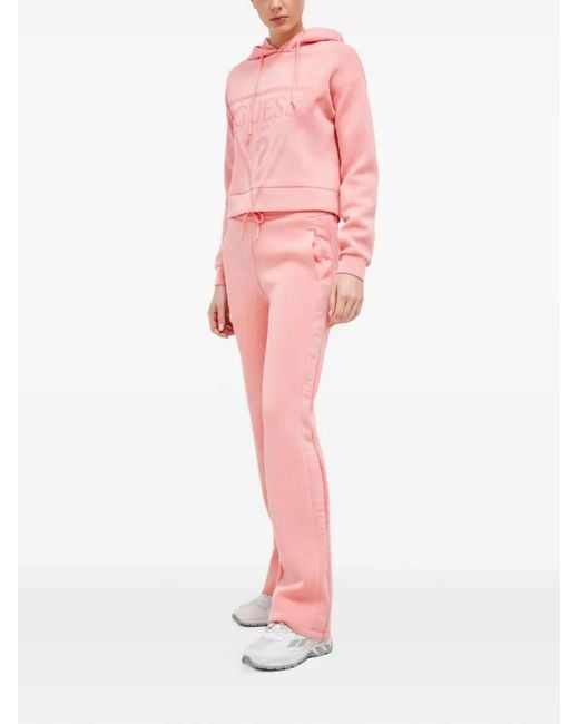 Guess Pink Logo-Embossed Drawstring Track Pants