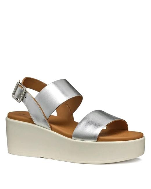 Geox Metallic Plateau-Sandalen mit doppeltem Riemen