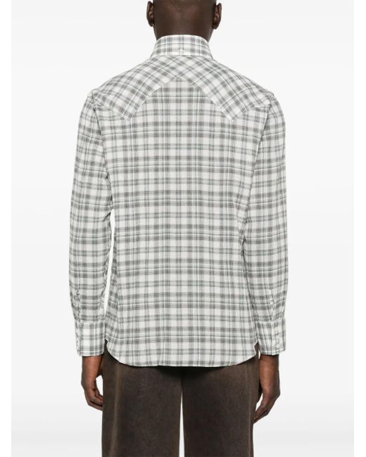 Carter Young White Plaid Button-Up Shirt for men