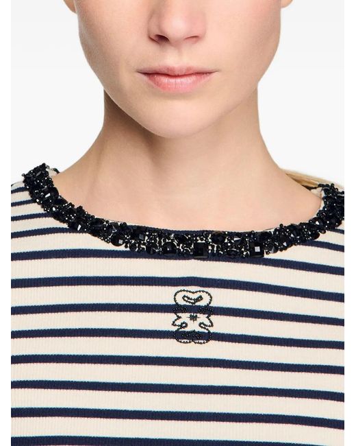 Sandro Black Striped-Pattern Top