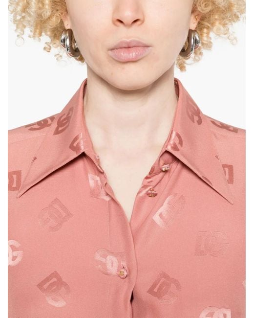 Dolce & Gabbana Pink Logo-Jacquard Shirt