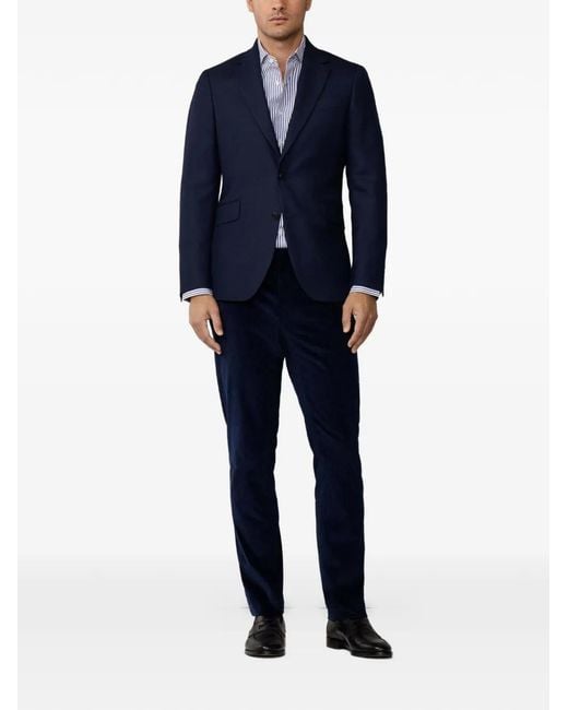 Hackett Blue Hopsack-Weave Notch-Lapel Blazer for men