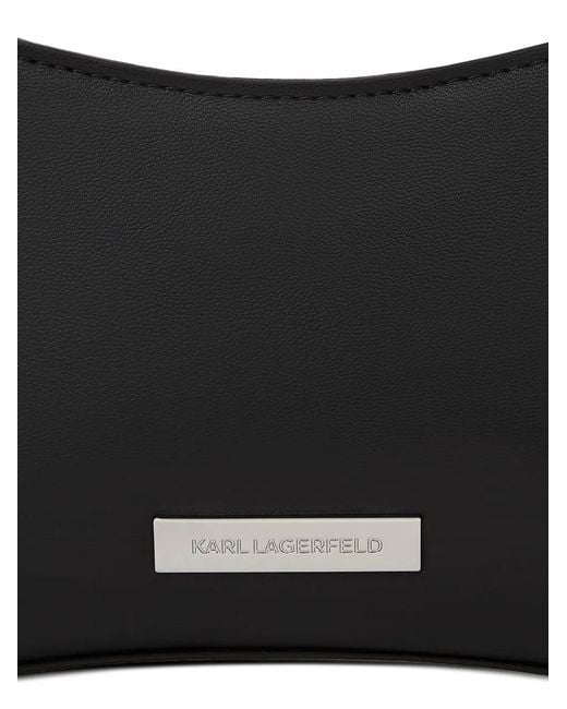 Karl Lagerfeld Black Mini Logo-Plaque Shoulder Bag