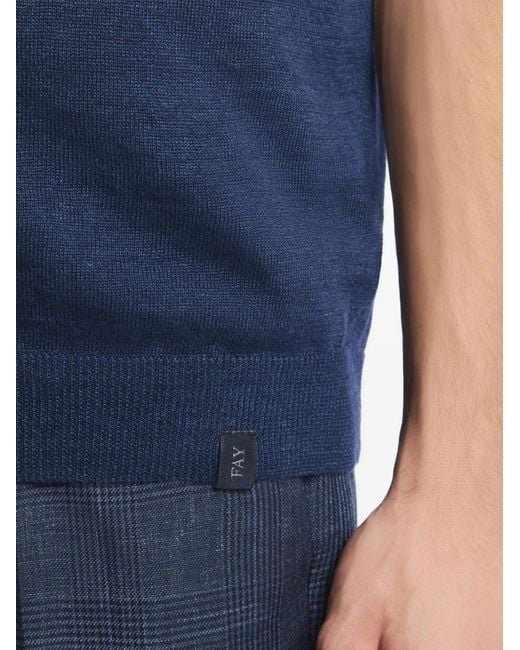 Fay Poloshirt Met Geribbelde Afwerking in het Blue voor heren