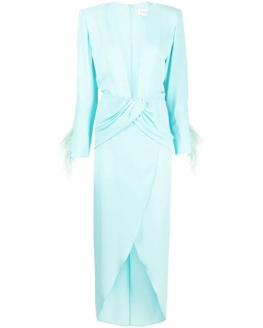 Nervi Blue Ada Plunge-Neck Gown