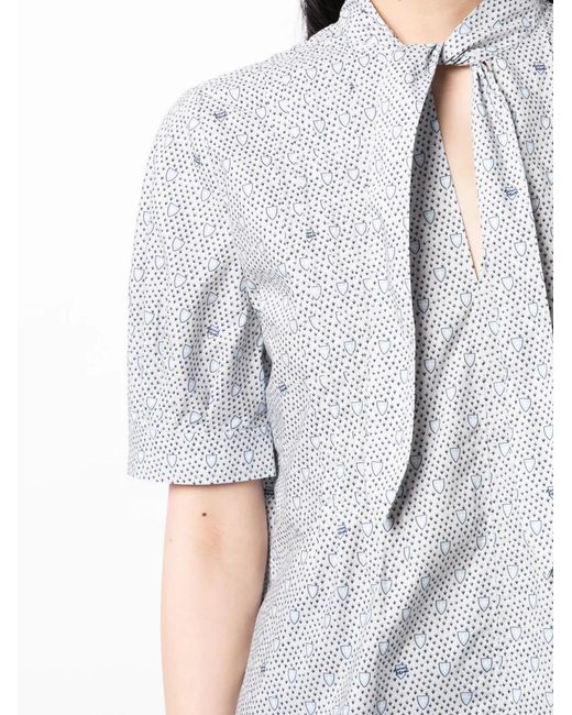 Maison Kitsuné Gray Monogram-Pattern Short-Sleeve Shirt