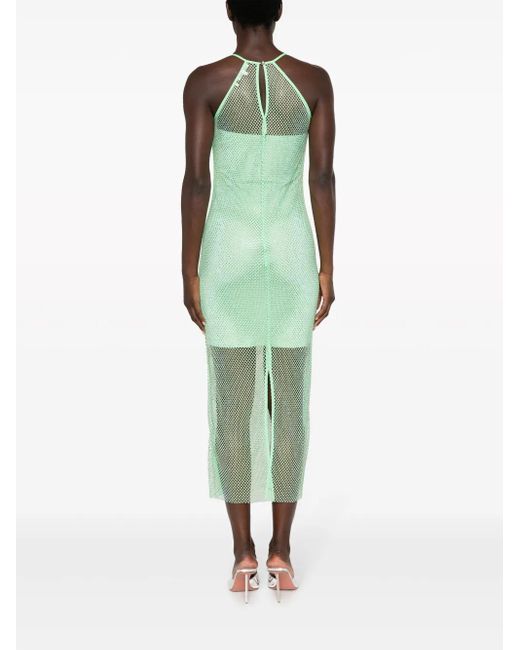 Patrizia Pepe Green Semi-Sheer Construction Halterneck Dress