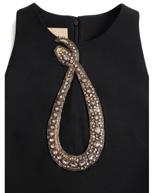 Valentino Garavani Black Embroidered Crepe Couture Short Dress