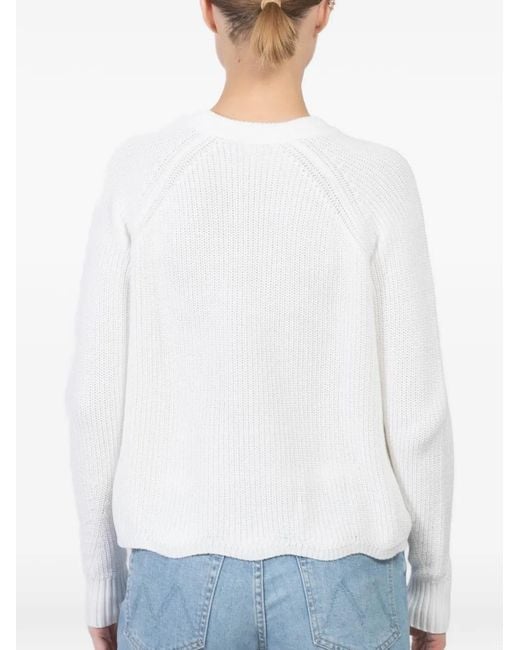 Autumn Cashmere White Knitted Crew-Neck Sweater