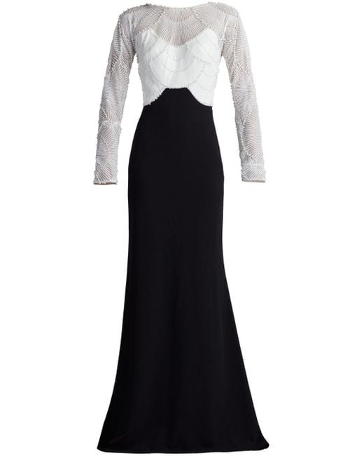 Tadashi Shoji Black A-line Long Sleeve Gown