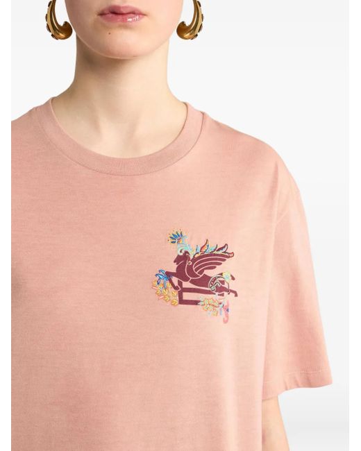 Etro Pink Pegaso-Motif T-Shirt