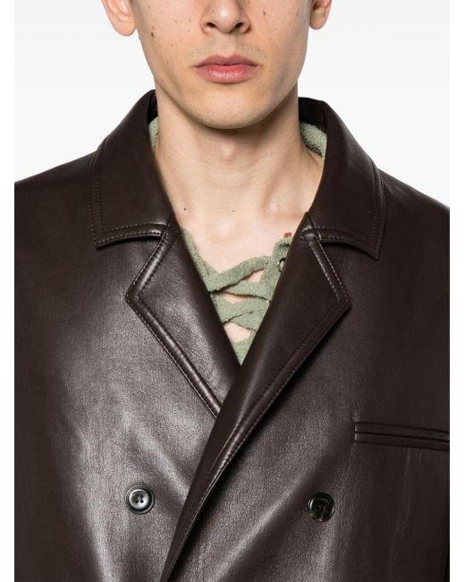 Nanushka Black Double Breasted Leather Coat - Men's - Bonded Leather/polyester/polyamidepolyurethane for men