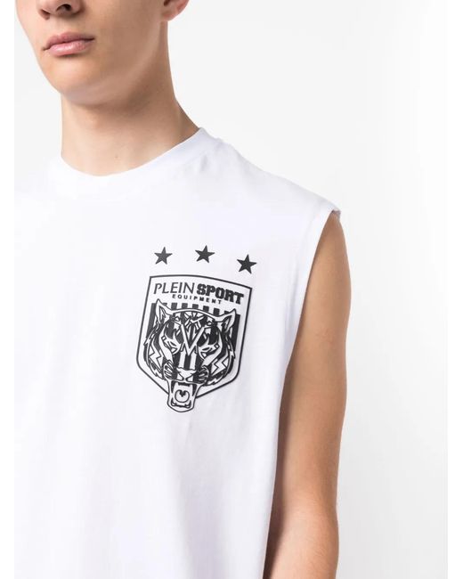 Philipp Plein White Logo-Print Cotton Vest for men