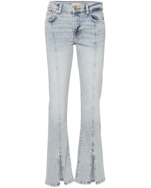 7 For All Mankind Blue Halbhohe Bootcut-Jeans