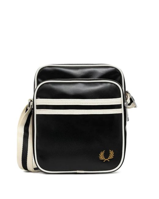 Fred Perry Black Logo-Detail Messenger Bag for men