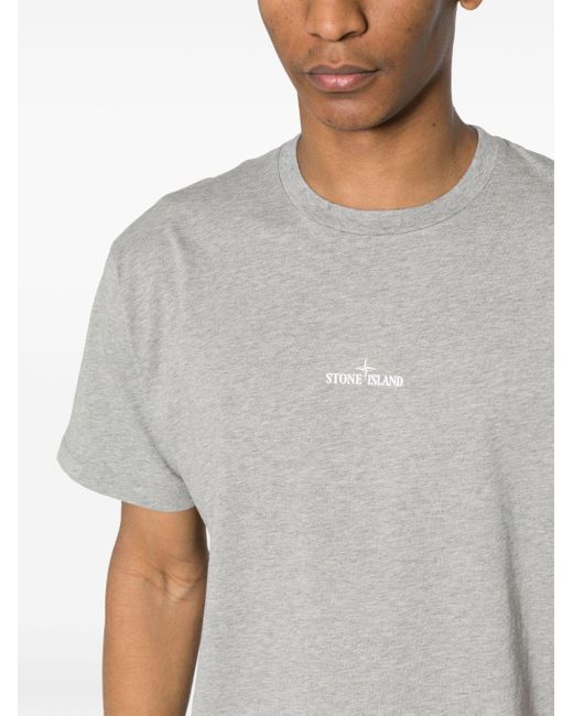 Stone Island Gray Logo-print Cotton T-shirt for men