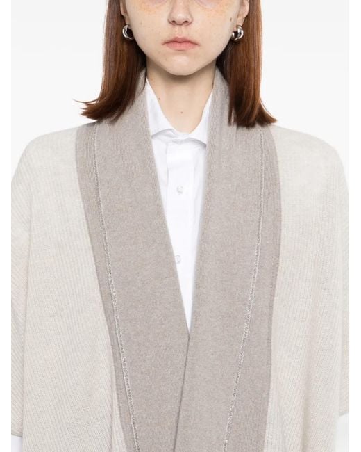 N.Peal Cashmere White Ribbed Cardigan