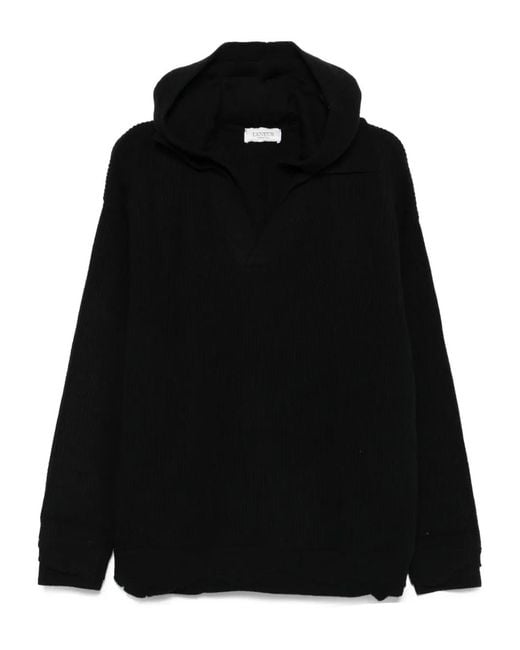 Laneus Geribbelde Hoodie in het Black voor heren