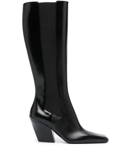 Prada Black Block-heel Leather Boots