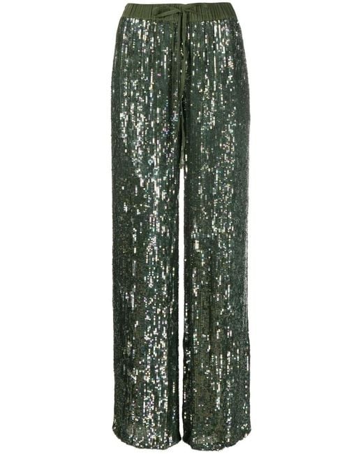 P.A.R.O.S.H. Green Sequin Wide-Leg Trousers