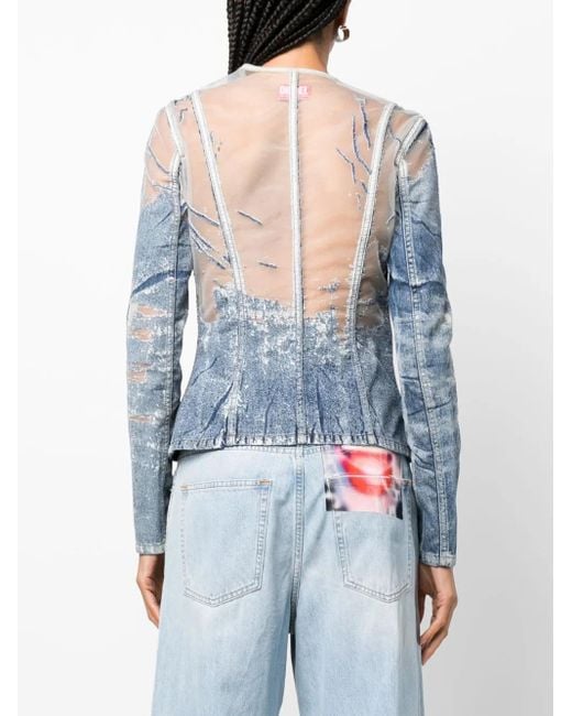 DIESEL Blue Chic Distressed Mini Denim Jacket