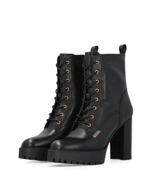 Pinko Black Lace-Up Platform Ankle Boots