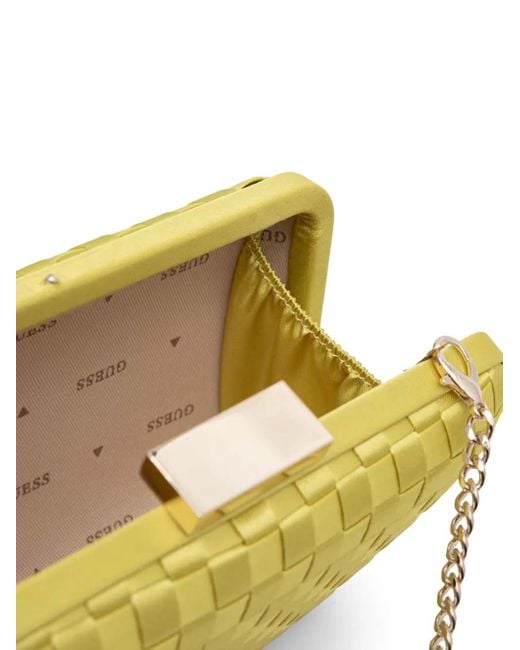 Guess Yellow Logo-Plaque Clutch Bag