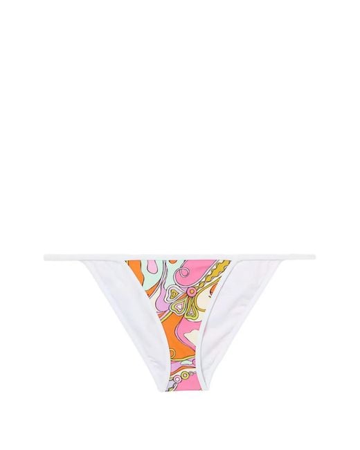 Emilio Pucci White Orchidee Abstract-Print Bikini Bottoms