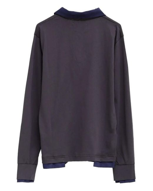 GIMAGUAS Blue Luis Long-Sleeve Layered Polo Shirt for men