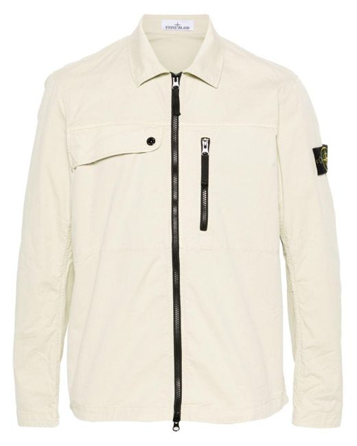 Stone Island Natural Compass-patch Cotton Shirt Jacket for men