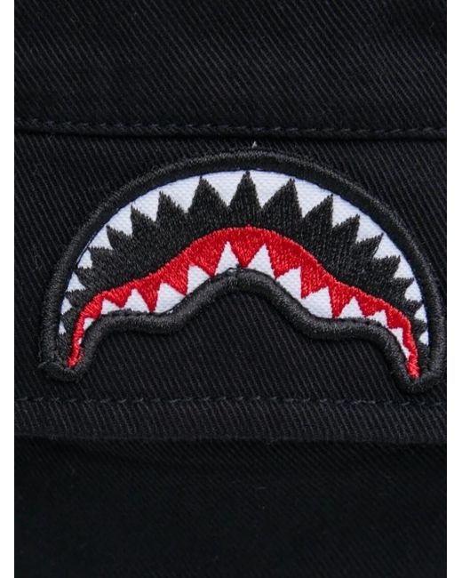 Sprayground Black Shark-Patch Trousers for men