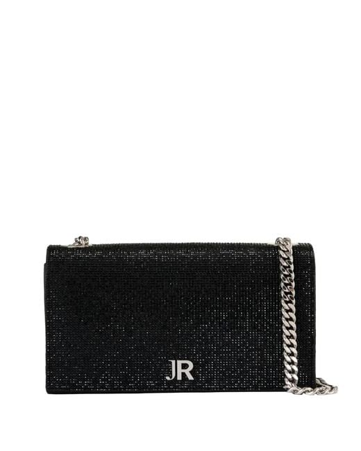 John Richmond Black Chain Logo Clutch Bag