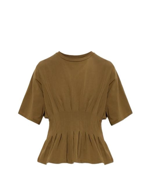 Gestuz Brown Gzinez Pleated Peplum T-Shirt