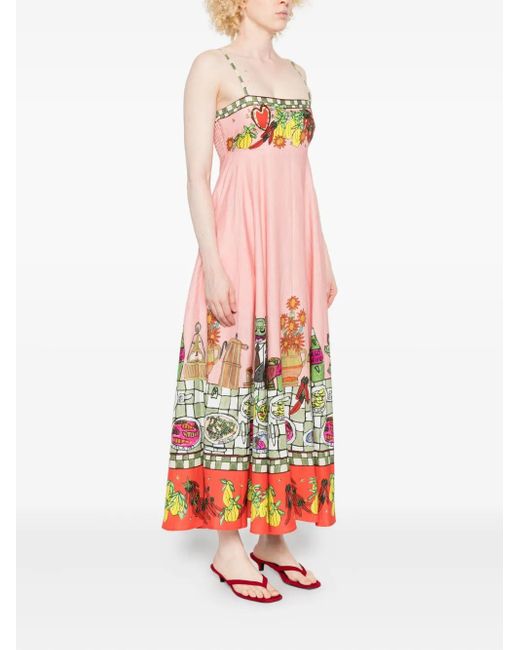 ALÉMAIS White Floral-Print A-Line Dress