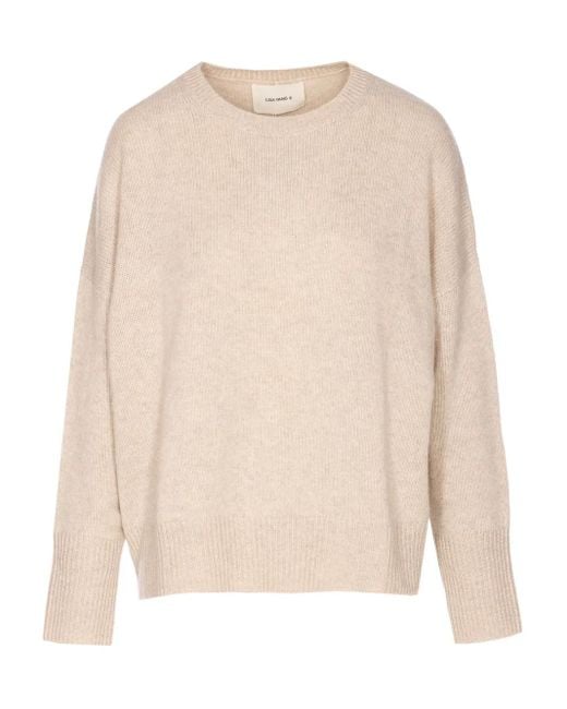 Lisa Yang Natural Crew-Neck Cashmere Sweater