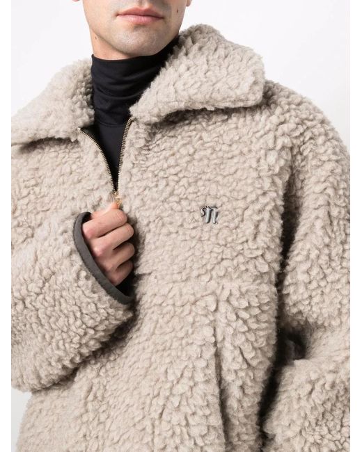 Nanushka Natural Green And Neutral Louka Reversible Jacket - Men's - Artificial Fur/recycled Polyamide for men